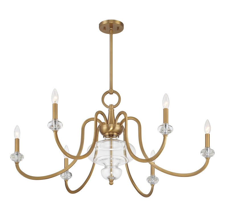 Six Light Chandelier<br /><span style="color:#4AB0CE;">Entrega: 4-10 dias en USA</span><br /><span style="color:#4AB0CE;font-size:60%;">PREGUNTE POR ENTREGA EN PANAMA</span><br />Collection: Bergdorf<br />Finish: Warm Brass