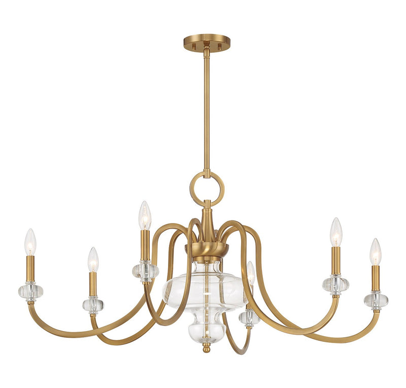 Six Light Chandelier<br /><span style="color:#4AB0CE;">Entrega: 4-10 dias en USA</span><br /><span style="color:#4AB0CE;font-size:60%;">PREGUNTE POR ENTREGA EN PANAMA</span><br />Collection: Bergdorf<br />Finish: Warm Brass