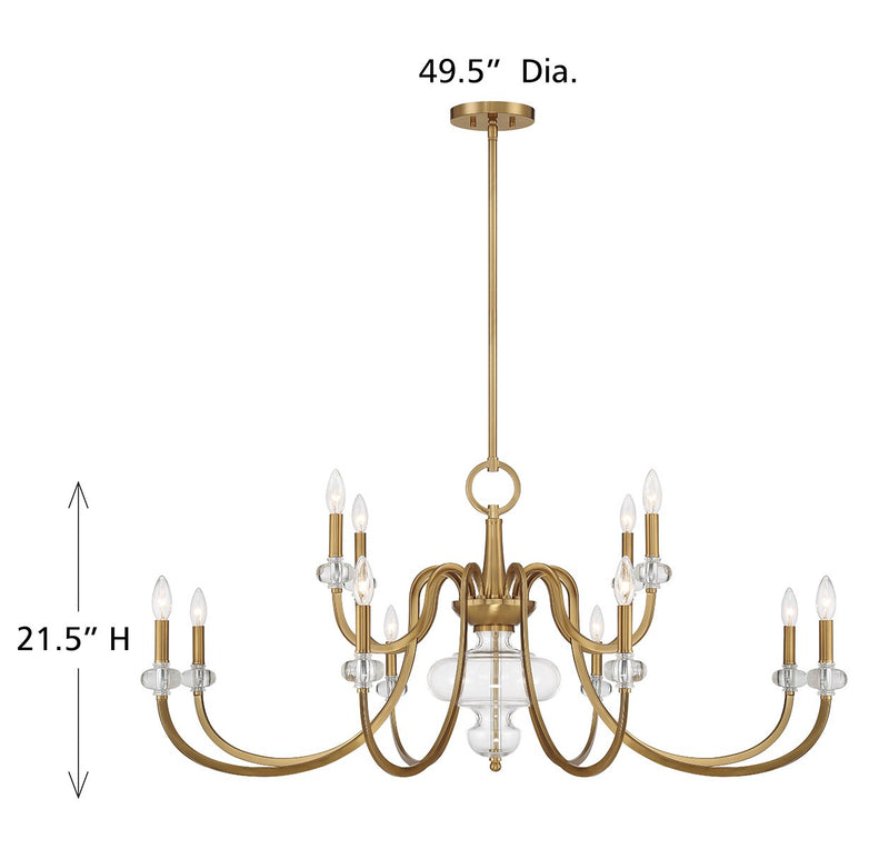 Savoy House - 1-5803-12-322 - 12 Light Chandelier - Bergdorf - Warm Brass