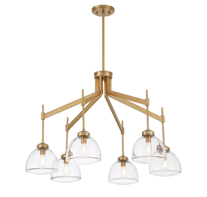 Six Light Chandelier<br /><span style="color:#4AB0CE;">Entrega: 4-10 dias en USA</span><br /><span style="color:#4AB0CE;font-size:60%;">PREGUNTE POR ENTREGA EN PANAMA</span><br />Collection: Corbin<br />Finish: Warm Brass