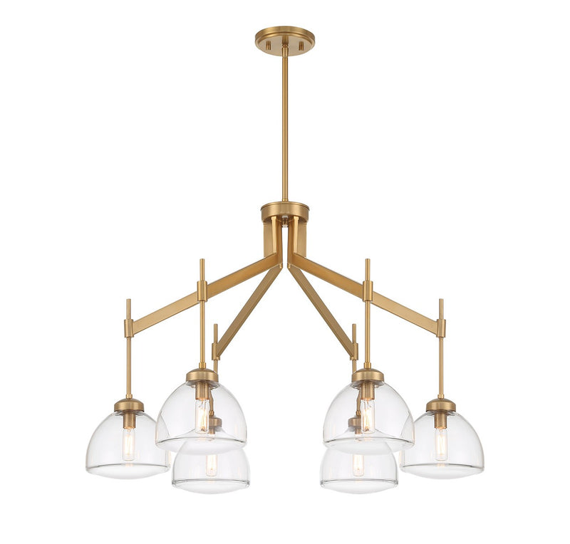 Six Light Chandelier<br /><span style="color:#4AB0CE;">Entrega: 4-10 dias en USA</span><br /><span style="color:#4AB0CE;font-size:60%;">PREGUNTE POR ENTREGA EN PANAMA</span><br />Collection: Corbin<br />Finish: Warm Brass