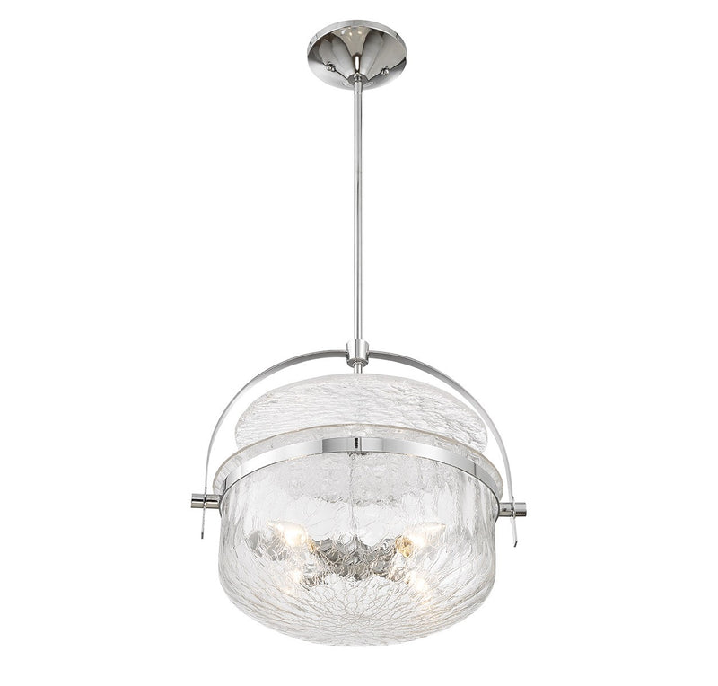 Four Light Convertible Semi-Flush/Pendant<br /><span style="color:#4AB0CE;">Entrega: 4-10 dias en USA</span><br /><span style="color:#4AB0CE;font-size:60%;">PREGUNTE POR ENTREGA EN PANAMA</span><br />Collection: Denmar<br />Finish: Polished Chrome