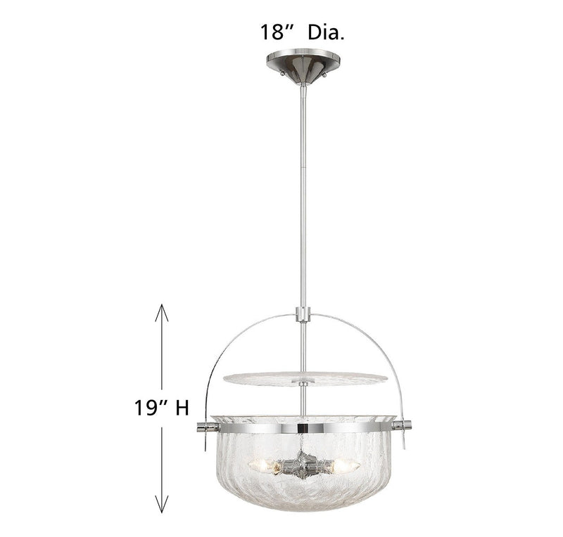 Four Light Convertible Semi-Flush/Pendant<br /><span style="color:#4AB0CE;">Entrega: 4-10 dias en USA</span><br /><span style="color:#4AB0CE;font-size:60%;">PREGUNTE POR ENTREGA EN PANAMA</span><br />Collection: Denmar<br />Finish: Polished Chrome