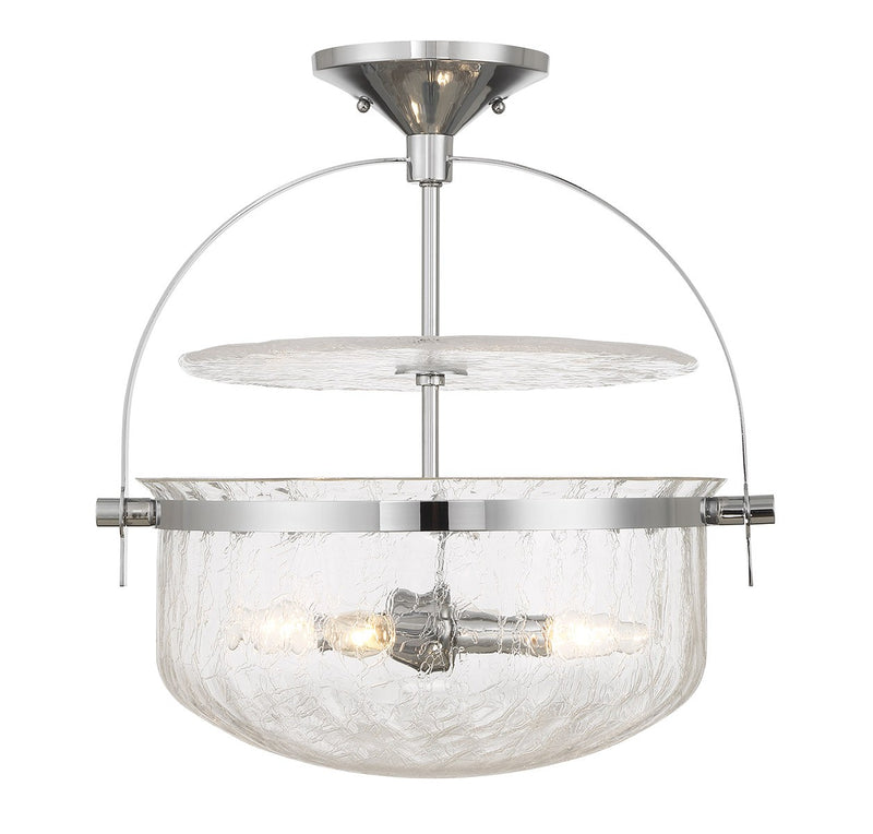 Four Light Convertible Semi-Flush/Pendant<br /><span style="color:#4AB0CE;">Entrega: 4-10 dias en USA</span><br /><span style="color:#4AB0CE;font-size:60%;">PREGUNTE POR ENTREGA EN PANAMA</span><br />Collection: Denmar<br />Finish: Polished Chrome