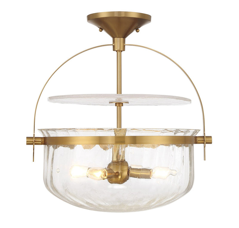 Four Light Convertible Semi-Flush/Pendant<br /><span style="color:#4AB0CE;">Entrega: 4-10 dias en USA</span><br /><span style="color:#4AB0CE;font-size:60%;">PREGUNTE POR ENTREGA EN PANAMA</span><br />Collection: Denmar<br />Finish: Warm Brass