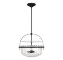 Four Light Convertible Semi-Flush/Pendant<br /><span style="color:#4AB0CE;">Entrega: 3-4 semanas en USA</span><br /><span style="color:#4AB0CE;font-size:60%;">PREGUNTE POR ENTREGA EN PANAMA</span><br />Collection: Denmar<br />Finish: Matte Black