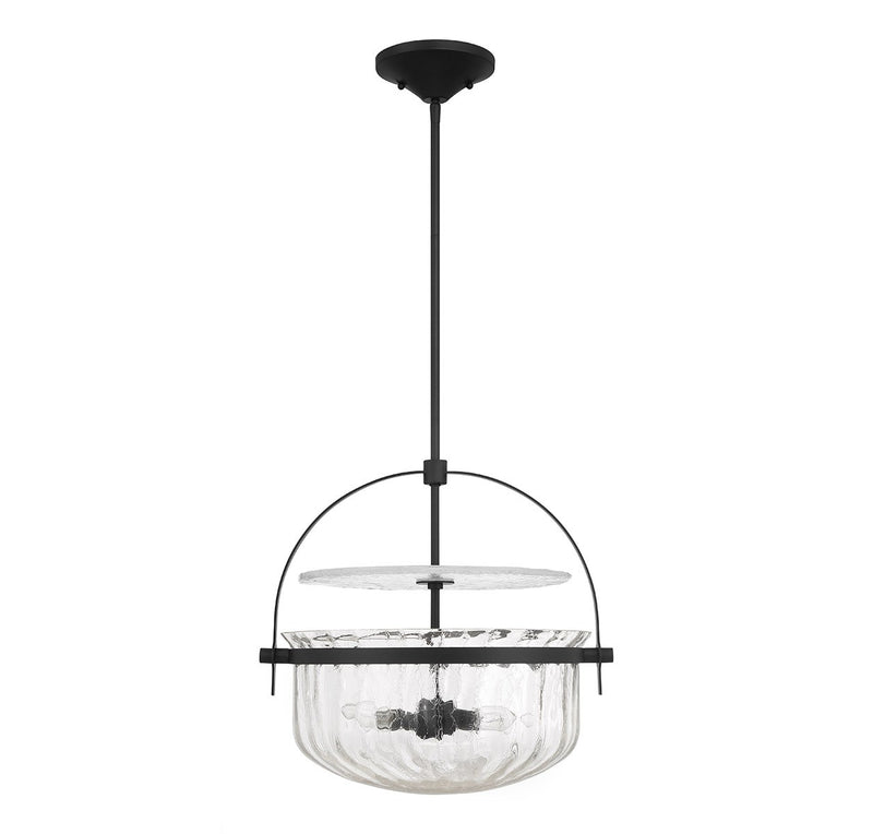 Four Light Convertible Semi-Flush/Pendant<br /><span style="color:#4AB0CE;">Entrega: 4-10 dias en USA</span><br /><span style="color:#4AB0CE;font-size:60%;">PREGUNTE POR ENTREGA EN PANAMA</span><br />Collection: Denmar<br />Finish: Matte Black