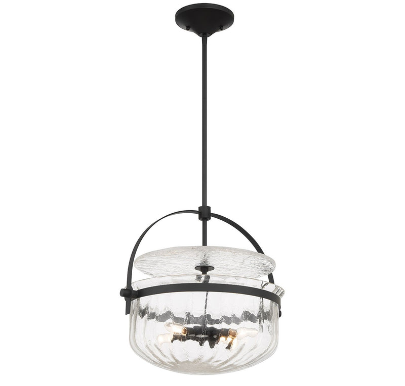 Four Light Convertible Semi-Flush/Pendant<br /><span style="color:#4AB0CE;">Entrega: 4-10 dias en USA</span><br /><span style="color:#4AB0CE;font-size:60%;">PREGUNTE POR ENTREGA EN PANAMA</span><br />Collection: Denmar<br />Finish: Matte Black