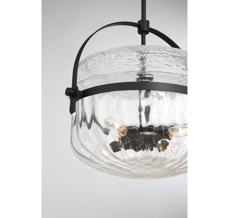 Four Light Convertible Semi-Flush/Pendant<br /><span style="color:#4AB0CE;">Entrega: 4-10 dias en USA</span><br /><span style="color:#4AB0CE;font-size:60%;">PREGUNTE POR ENTREGA EN PANAMA</span><br />Collection: Denmar<br />Finish: Matte Black