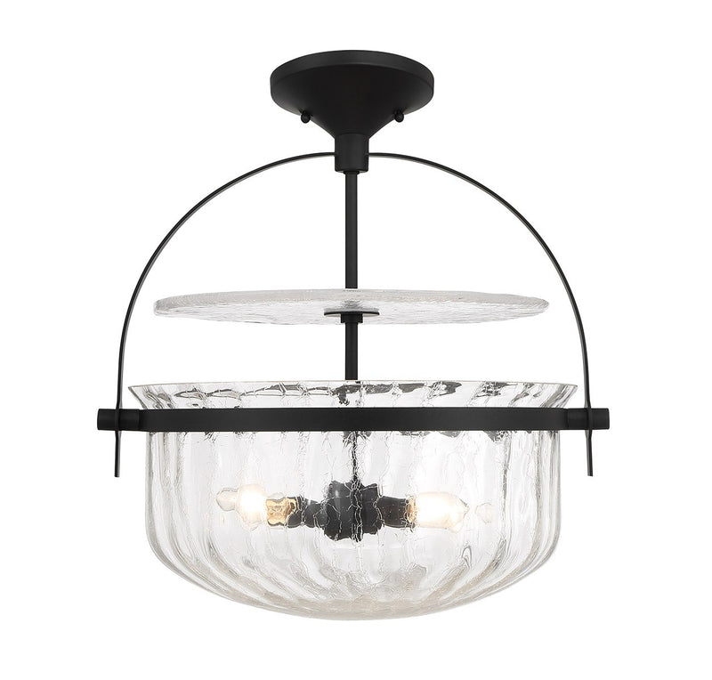 Four Light Convertible Semi-Flush/Pendant<br /><span style="color:#4AB0CE;">Entrega: 4-10 dias en USA</span><br /><span style="color:#4AB0CE;font-size:60%;">PREGUNTE POR ENTREGA EN PANAMA</span><br />Collection: Denmar<br />Finish: Matte Black