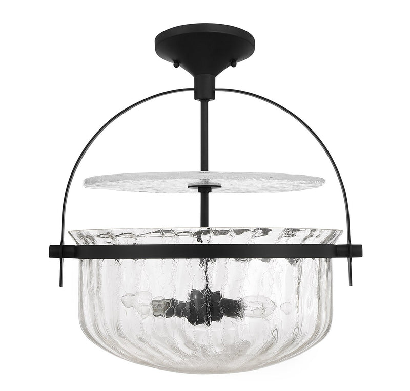 Four Light Convertible Semi-Flush/Pendant<br /><span style="color:#4AB0CE;">Entrega: 4-10 dias en USA</span><br /><span style="color:#4AB0CE;font-size:60%;">PREGUNTE POR ENTREGA EN PANAMA</span><br />Collection: Denmar<br />Finish: Matte Black