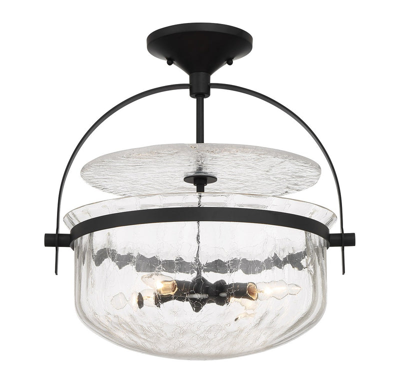 Four Light Convertible Semi-Flush/Pendant<br /><span style="color:#4AB0CE;">Entrega: 4-10 dias en USA</span><br /><span style="color:#4AB0CE;font-size:60%;">PREGUNTE POR ENTREGA EN PANAMA</span><br />Collection: Denmar<br />Finish: Matte Black