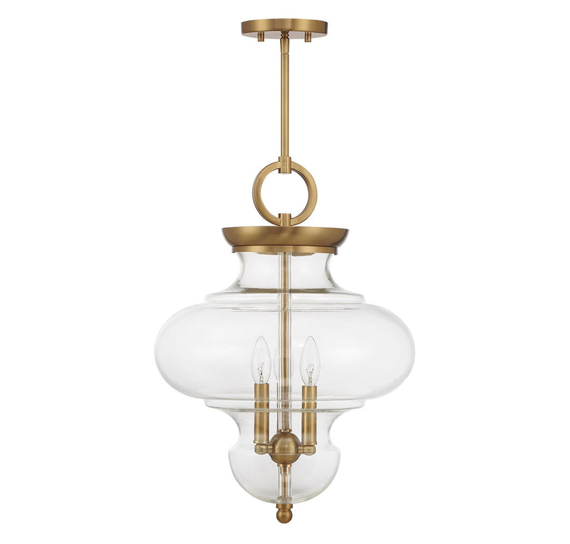 Three Light Pendant<br /><span style="color:#4AB0CE;">Entrega: 4-10 dias en USA</span><br /><span style="color:#4AB0CE;font-size:60%;">PREGUNTE POR ENTREGA EN PANAMA</span><br />Collection: Bergdorf<br />Finish: Warm Brass