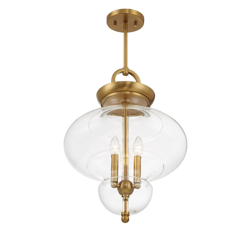 Three Light Pendant<br /><span style="color:#4AB0CE;">Entrega: 4-10 dias en USA</span><br /><span style="color:#4AB0CE;font-size:60%;">PREGUNTE POR ENTREGA EN PANAMA</span><br />Collection: Bergdorf<br />Finish: Warm Brass