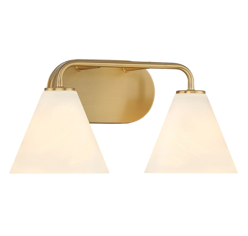 Two Light Bathroom Vanity<br /><span style="color:#4AB0CE;">Entrega: 4-5 semanas en USA</span><br /><span style="color:#4AB0CE;font-size:60%;">PREGUNTE POR ENTREGA EN PANAMA</span><br />Collection: Blair<br />Finish: Warm Brass