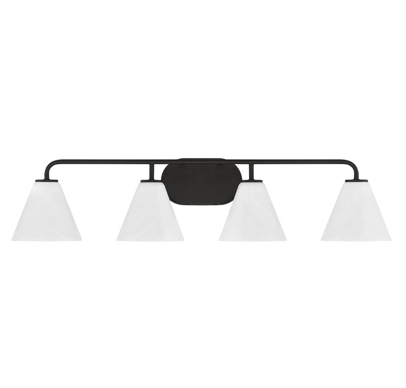 Four Light Bathroom Vanity<br /><span style="color:#4AB0CE;">Entrega: 4-10 dias en USA</span><br /><span style="color:#4AB0CE;font-size:60%;">PREGUNTE POR ENTREGA EN PANAMA</span><br />Collection: Blair<br />Finish: Matte Black