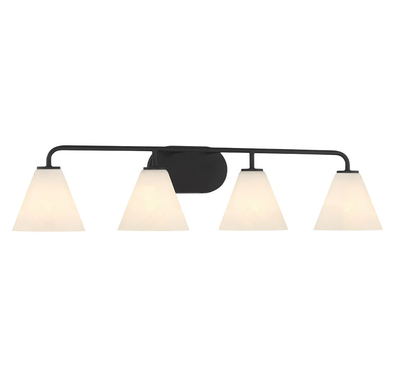 Four Light Bathroom Vanity<br /><span style="color:#4AB0CE;">Entrega: 4-10 dias en USA</span><br /><span style="color:#4AB0CE;font-size:60%;">PREGUNTE POR ENTREGA EN PANAMA</span><br />Collection: Blair<br />Finish: Matte Black