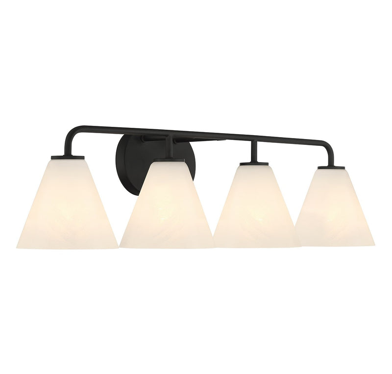 Four Light Bathroom Vanity<br /><span style="color:#4AB0CE;">Entrega: 4-10 dias en USA</span><br /><span style="color:#4AB0CE;font-size:60%;">PREGUNTE POR ENTREGA EN PANAMA</span><br />Collection: Blair<br />Finish: Matte Black