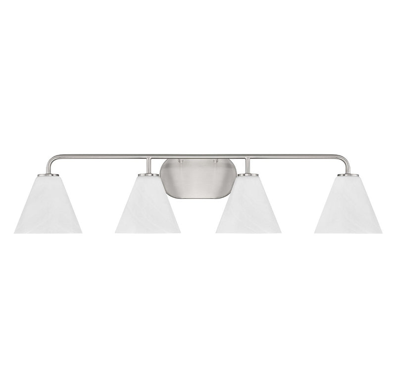 Four Light Bathroom Vanity<br /><span style="color:#4AB0CE;">Entrega: 4-10 dias en USA</span><br /><span style="color:#4AB0CE;font-size:60%;">PREGUNTE POR ENTREGA EN PANAMA</span><br />Collection: Blair<br />Finish: Satin Nickel