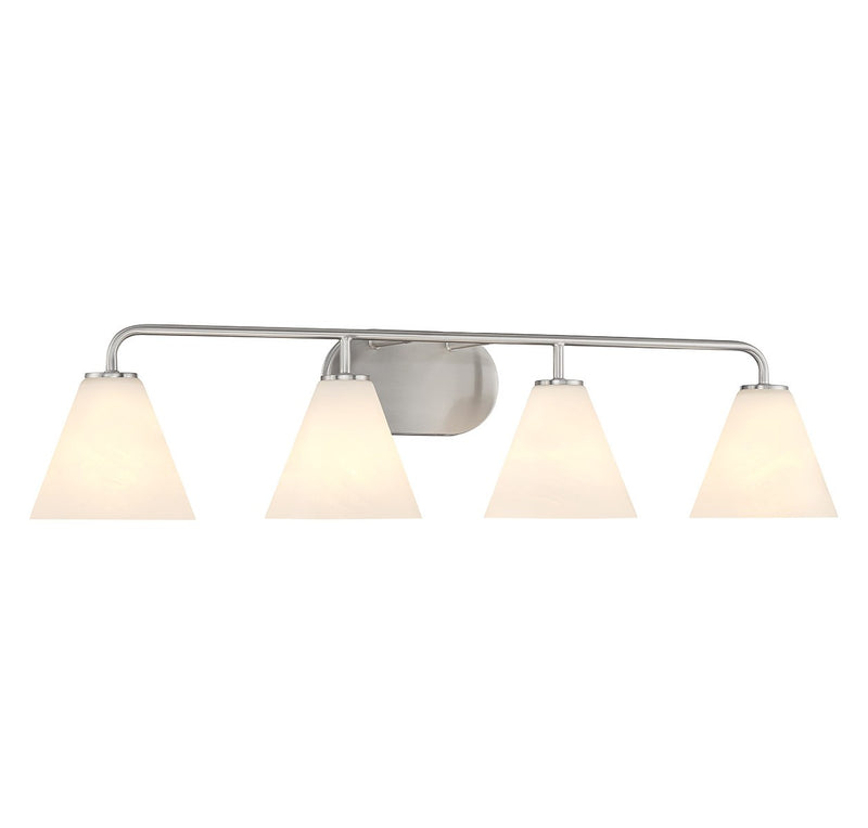 Four Light Bathroom Vanity<br /><span style="color:#4AB0CE;">Entrega: 4-10 dias en USA</span><br /><span style="color:#4AB0CE;font-size:60%;">PREGUNTE POR ENTREGA EN PANAMA</span><br />Collection: Blair<br />Finish: Satin Nickel