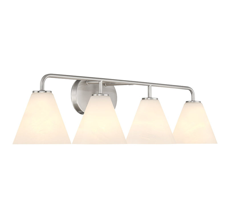 Four Light Bathroom Vanity<br /><span style="color:#4AB0CE;">Entrega: 4-10 dias en USA</span><br /><span style="color:#4AB0CE;font-size:60%;">PREGUNTE POR ENTREGA EN PANAMA</span><br />Collection: Blair<br />Finish: Satin Nickel