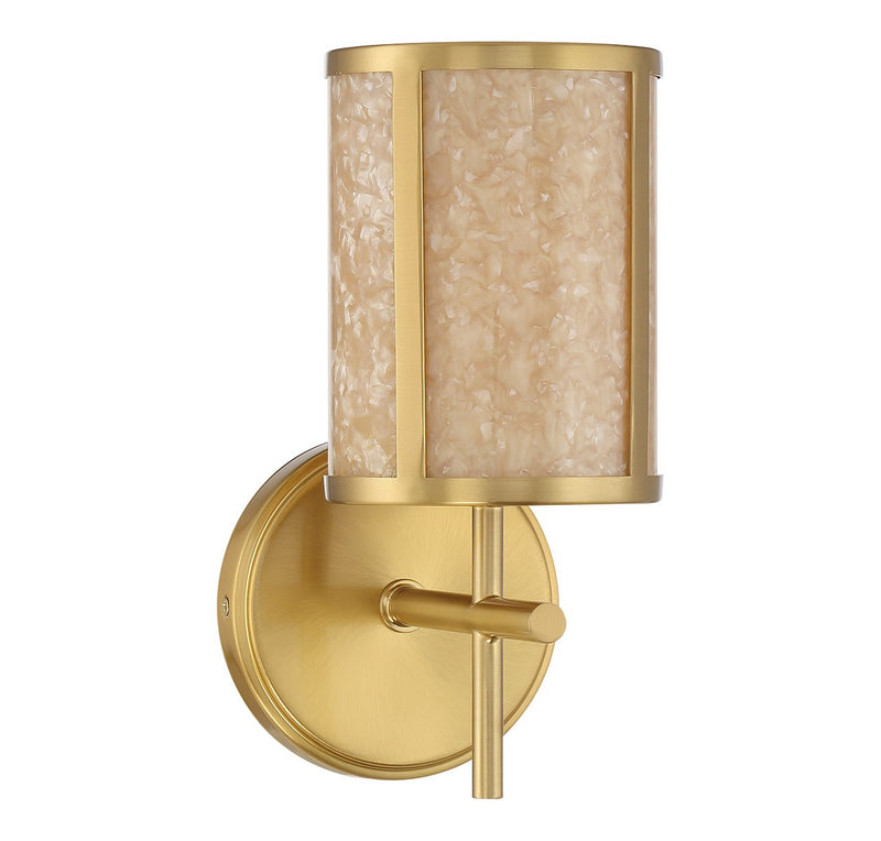One Light Bathroom Vanity<br /><span style="color:#4AB0CE;">Entrega: 4-10 dias en USA</span><br /><span style="color:#4AB0CE;font-size:60%;">PREGUNTE POR ENTREGA EN PANAMA</span><br />Collection: Camden<br />Finish: Warm Brass