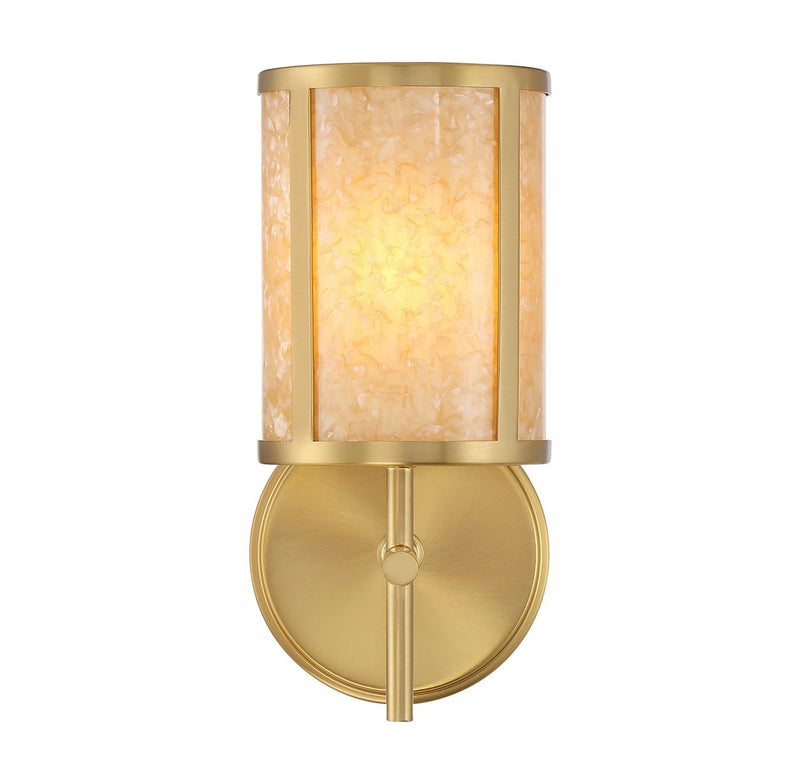 One Light Bathroom Vanity<br /><span style="color:#4AB0CE;">Entrega: 4-10 dias en USA</span><br /><span style="color:#4AB0CE;font-size:60%;">PREGUNTE POR ENTREGA EN PANAMA</span><br />Collection: Camden<br />Finish: Warm Brass