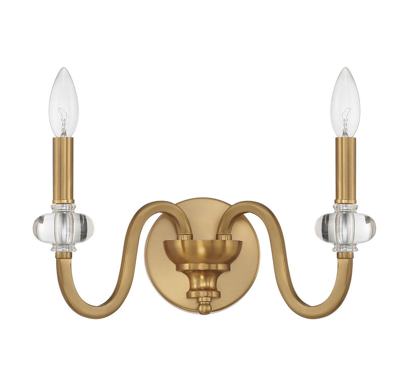 Two Light Wall Sconce<br /><span style="color:#4AB0CE;">Entrega: 4-10 dias en USA</span><br /><span style="color:#4AB0CE;font-size:60%;">PREGUNTE POR ENTREGA EN PANAMA</span><br />Collection: Bergdorf<br />Finish: Warm Brass