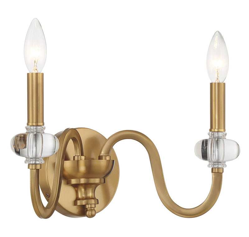 Two Light Wall Sconce<br /><span style="color:#4AB0CE;">Entrega: 4-10 dias en USA</span><br /><span style="color:#4AB0CE;font-size:60%;">PREGUNTE POR ENTREGA EN PANAMA</span><br />Collection: Bergdorf<br />Finish: Warm Brass