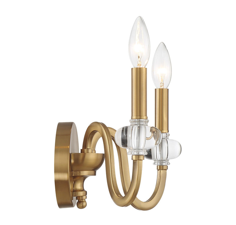 Two Light Wall Sconce<br /><span style="color:#4AB0CE;">Entrega: 4-10 dias en USA</span><br /><span style="color:#4AB0CE;font-size:60%;">PREGUNTE POR ENTREGA EN PANAMA</span><br />Collection: Bergdorf<br />Finish: Warm Brass