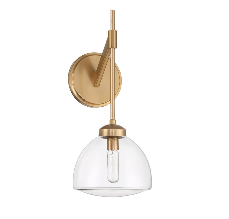One Light Wall Sconce<br /><span style="color:#4AB0CE;">Entrega: 4-10 dias en USA</span><br /><span style="color:#4AB0CE;font-size:60%;">PREGUNTE POR ENTREGA EN PANAMA</span><br />Collection: Corbin<br />Finish: Warm Brass