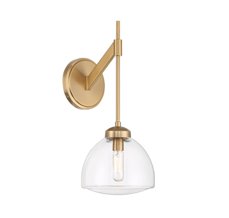 One Light Wall Sconce<br /><span style="color:#4AB0CE;">Entrega: 4-10 dias en USA</span><br /><span style="color:#4AB0CE;font-size:60%;">PREGUNTE POR ENTREGA EN PANAMA</span><br />Collection: Corbin<br />Finish: Warm Brass