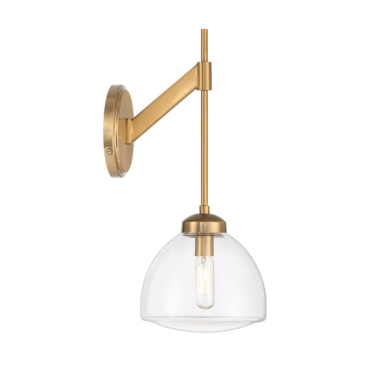 One Light Wall Sconce<br /><span style="color:#4AB0CE;">Entrega: 4-10 dias en USA</span><br /><span style="color:#4AB0CE;font-size:60%;">PREGUNTE POR ENTREGA EN PANAMA</span><br />Collection: Corbin<br />Finish: Warm Brass