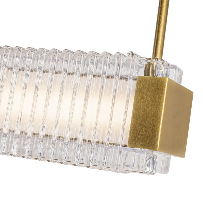 Alora - LP374247VBCR-UNV - LED Linear Pendant - Alai - Vintage Brass/Ribbed Glass