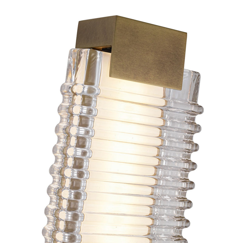 Alora - WV374225VBCR - LED Wall Vanity - Alai - Vintage Brass/Ribbed Glass