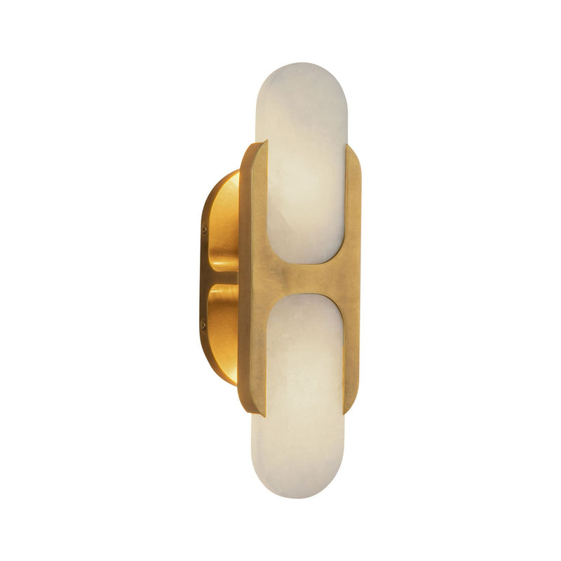 Two Light Wall Vanity<br /><span style="color:#4AB0CE;">Entrega: 3-4 semanas en USA</span><br /><span style="color:#4AB0CE;font-size:60%;">PREGUNTE POR ENTREGA EN PANAMA</span><br />Collection: Odin<br />Finish: Vintage Brass/Alabaster