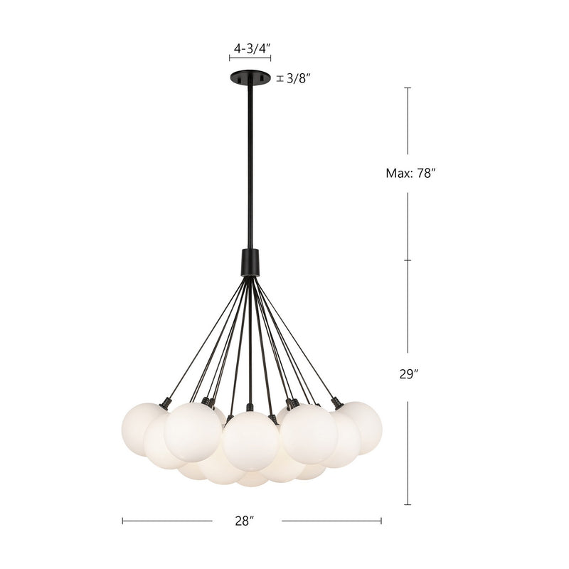 Kuzco Lighting - CH3128-BK/OP - LED Chandelier - Bolla - Black/Opal Glass