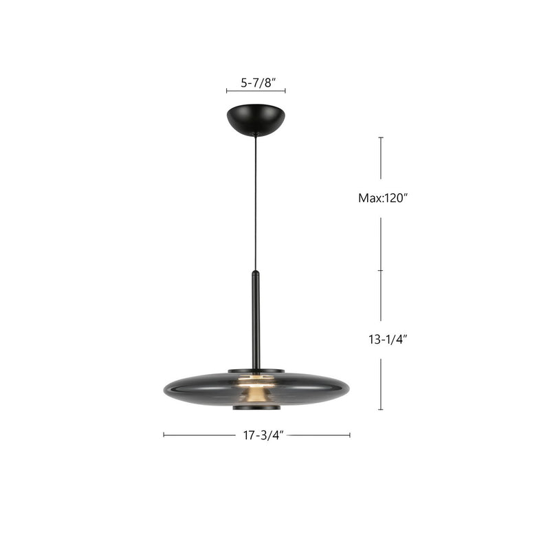 Kuzco Lighting - PD37018-BK/SM-3WCCT-UNV - LED Pendant - Kyoto - Black/Smoked Glass