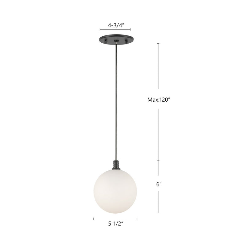 Kuzco Lighting - PD3106-BK/OP - LED Pendant - Bolla - Black/Opal Glass