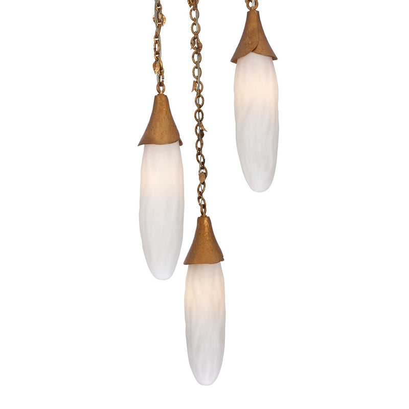 Three Light Pendant<br /><span style="color:#4AB0CE;">Entrega: 9-10 semanas en USA</span><br /><span style="color:#4AB0CE;font-size:60%;">PREGUNTE POR ENTREGA EN PANAMA</span><br />Collection: Bougainvillea<br />Finish: Warm Gold