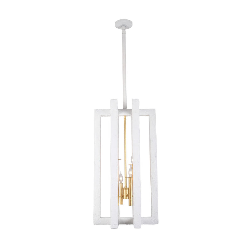 Four Light Foyer Pendant<br /><span style="color:#4AB0CE;">Entrega: 4-10 dias en USA</span><br /><span style="color:#4AB0CE;font-size:60%;">PREGUNTE POR ENTREGA EN PANAMA</span><br />Collection: Duo<br />Finish: Soft Gold and White