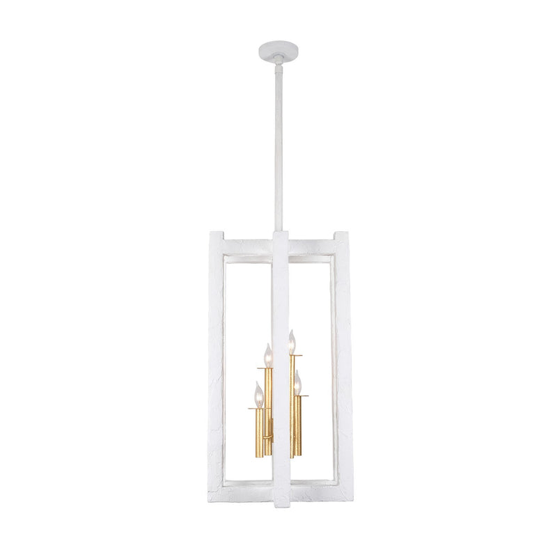 Four Light Foyer Pendant<br /><span style="color:#4AB0CE;">Entrega: 4-10 dias en USA</span><br /><span style="color:#4AB0CE;font-size:60%;">PREGUNTE POR ENTREGA EN PANAMA</span><br />Collection: Duo<br />Finish: Soft Gold and White