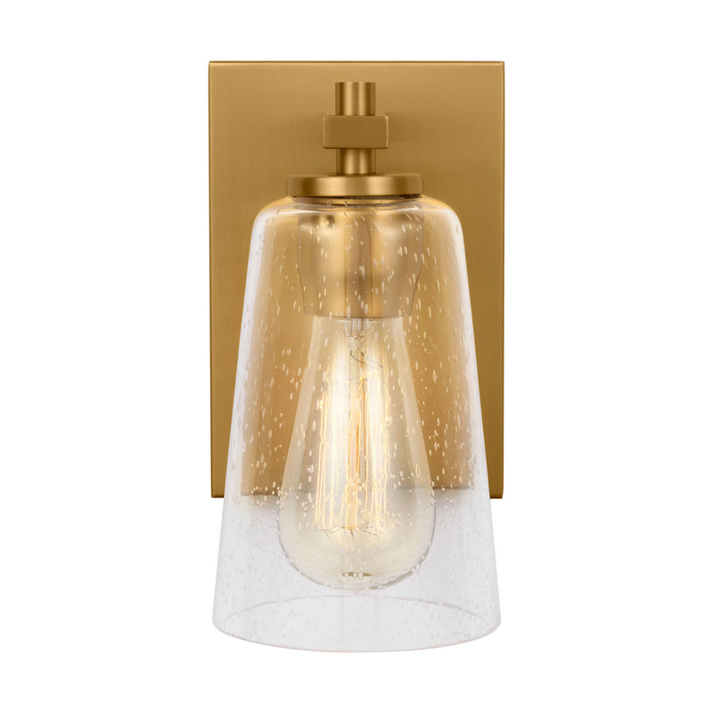 One Light Wall Sconce<br /><span style="color:#4AB0CE;">Entrega: 4-10 dias en USA</span><br /><span style="color:#4AB0CE;font-size:60%;">PREGUNTE POR ENTREGA EN PANAMA</span><br />Collection: Mercer<br />Finish: Burnished Brass