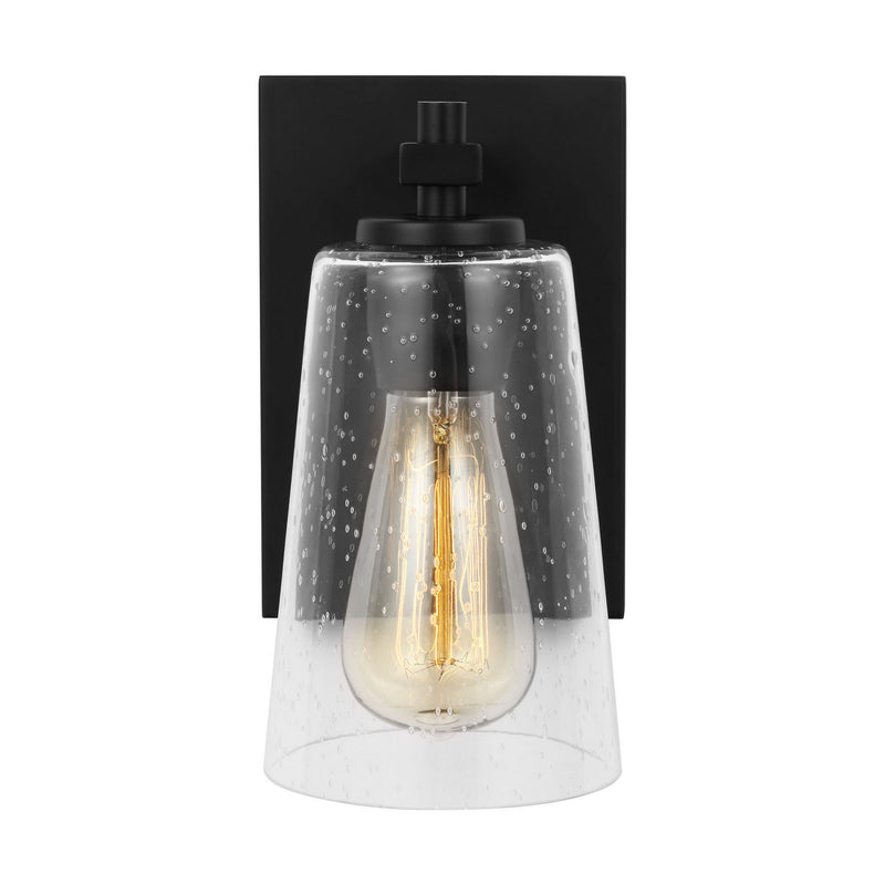 One Light Wall Sconce<br /><span style="color:#4AB0CE;">Entrega: 4-10 dias en USA</span><br /><span style="color:#4AB0CE;font-size:60%;">PREGUNTE POR ENTREGA EN PANAMA</span><br />Collection: Mercer<br />Finish: Midnight Black