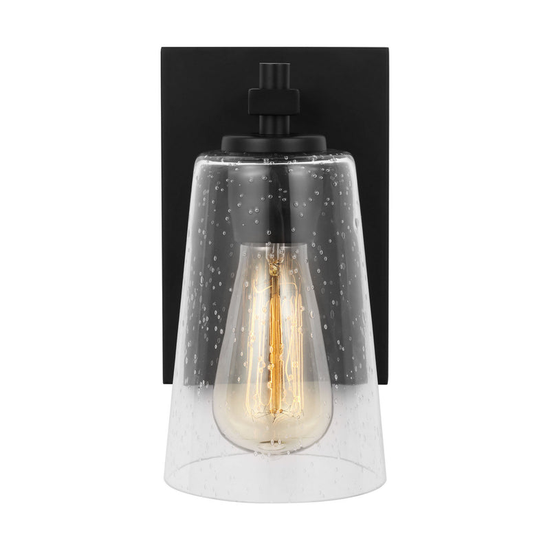 One Light Wall Sconce<br /><span style="color:#4AB0CE;">Entrega: 4-10 dias en USA</span><br /><span style="color:#4AB0CE;font-size:60%;">PREGUNTE POR ENTREGA EN PANAMA</span><br />Collection: Mercer<br />Finish: Midnight Black