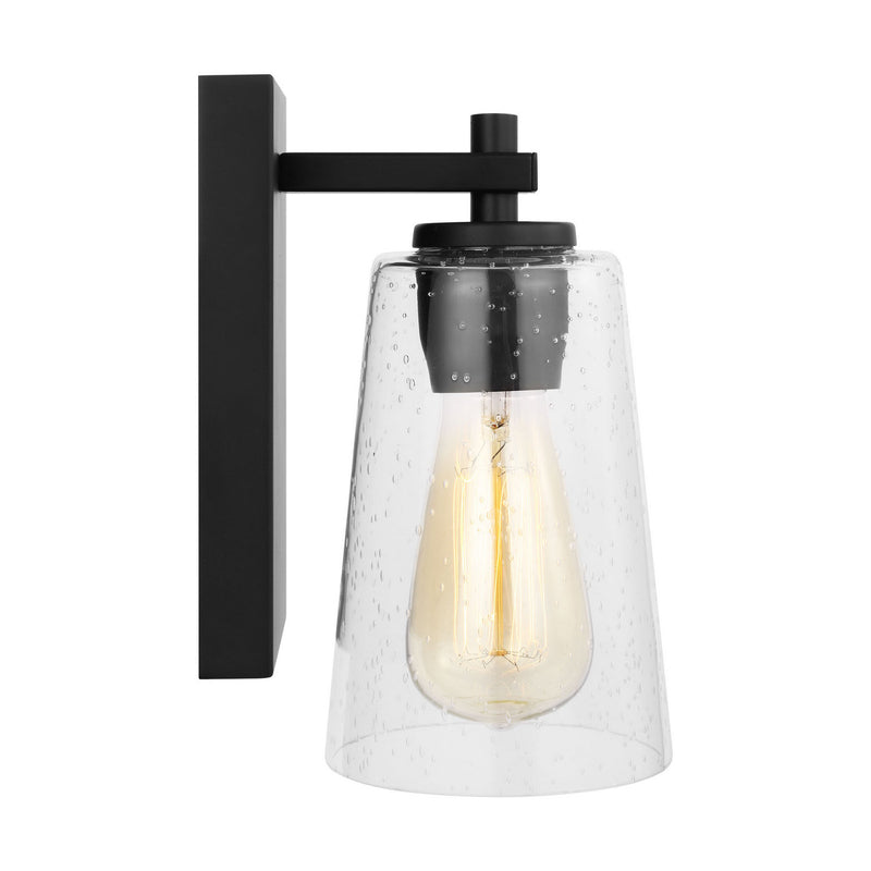 One Light Wall Sconce<br /><span style="color:#4AB0CE;">Entrega: 4-10 dias en USA</span><br /><span style="color:#4AB0CE;font-size:60%;">PREGUNTE POR ENTREGA EN PANAMA</span><br />Collection: Mercer<br />Finish: Midnight Black
