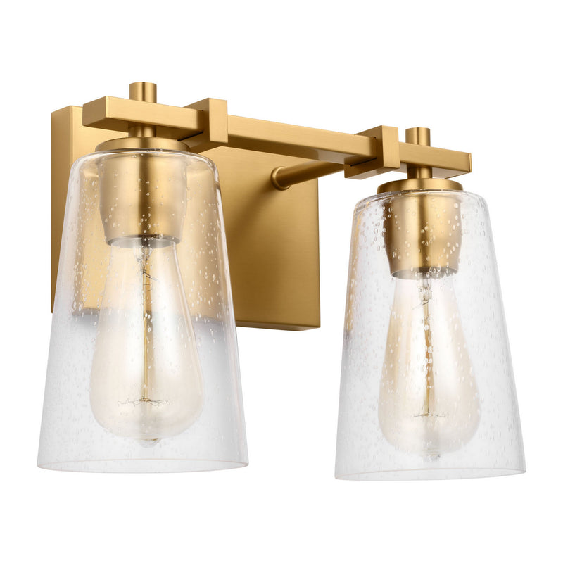 Two Light Vanity<br /><span style="color:#4AB0CE;">Entrega: 4-10 dias en USA</span><br /><span style="color:#4AB0CE;font-size:60%;">PREGUNTE POR ENTREGA EN PANAMA</span><br />Collection: Mercer<br />Finish: Burnished Brass