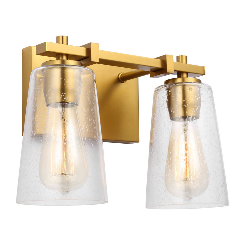 Two Light Vanity<br /><span style="color:#4AB0CE;">Entrega: 4-10 dias en USA</span><br /><span style="color:#4AB0CE;font-size:60%;">PREGUNTE POR ENTREGA EN PANAMA</span><br />Collection: Mercer<br />Finish: Burnished Brass
