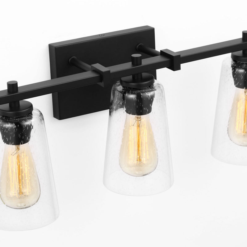 Three Light Vanity<br /><span style="color:#4AB0CE;">Entrega: 4-10 dias en USA</span><br /><span style="color:#4AB0CE;font-size:60%;">PREGUNTE POR ENTREGA EN PANAMA</span><br />Collection: Mercer<br />Finish: Midnight Black