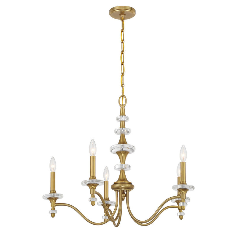 Five Light Chandelier<br /><span style="color:#4AB0CE;">Entrega: 4-10 dias en USA</span><br /><span style="color:#4AB0CE;font-size:60%;">PREGUNTE POR ENTREGA EN PANAMA</span><br />Collection: Champlain<br />Finish: Warm Brass